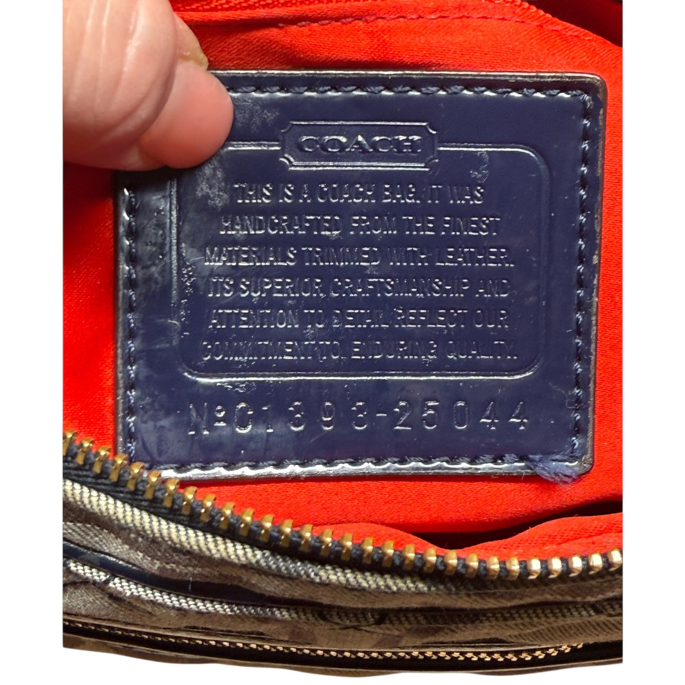 COACH Poppy Signature Denim Flight Bag Quilted Handbag Gold Chain Crossbody READ - Picture 10 of 10